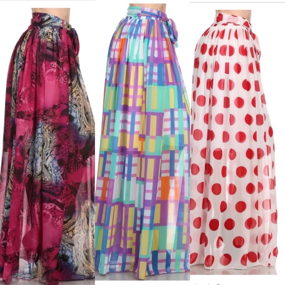 Chiffon Fully Lined Maxi Skirts