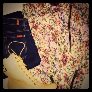 Free People Tapestry Moto Jacket