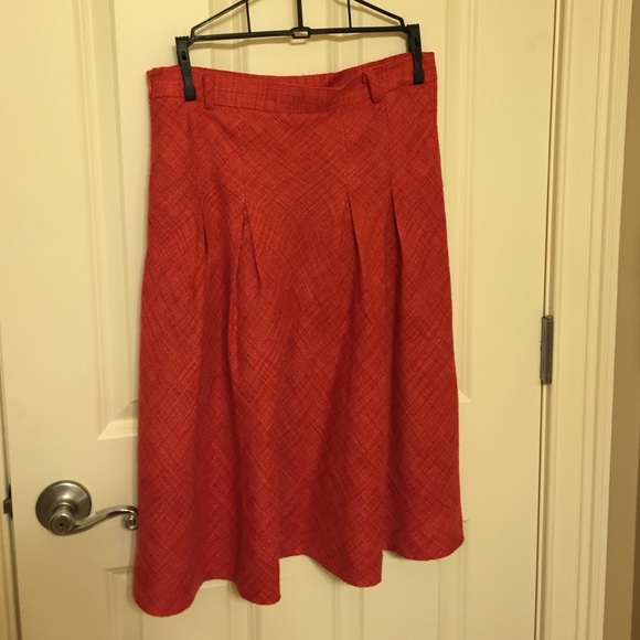 Badgley Mischka Orange Red Tweed Skirt