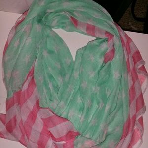 New never used pink and mint flag scarf