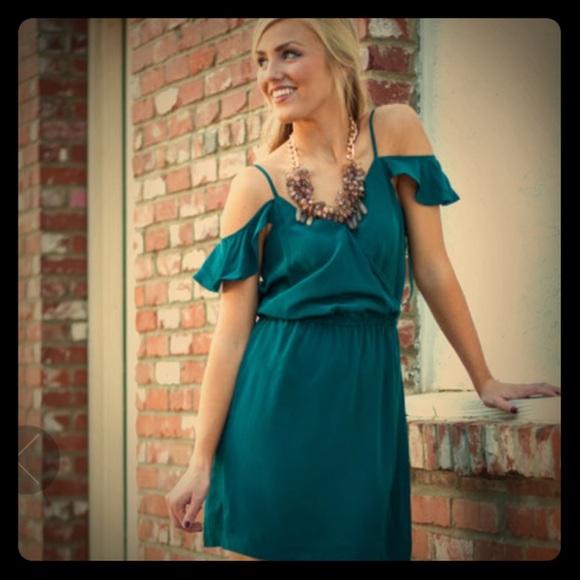 Teal Off Shoulder Dress NWOT