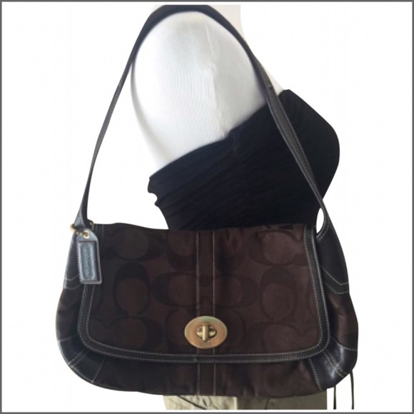 Coach Handbags - Coach Dark Brown Signature Fabric Handbag