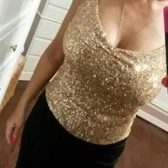 The Limited Tops - Sexy Gold sequin party top Great for a Night out.