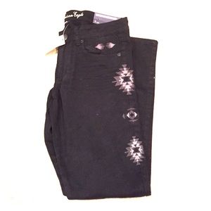 AE Aztec Embroidered Black Skinny Jeans