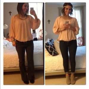 Light pink peasant top