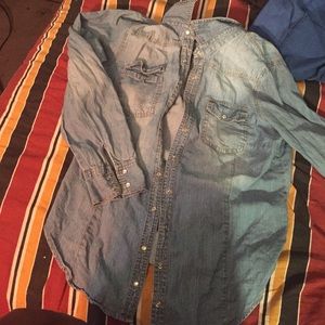 Denim button up top