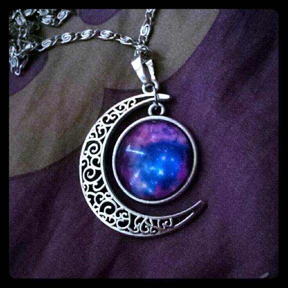 Galaxy moon necklace A