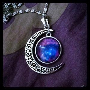 Galaxy moon necklace A