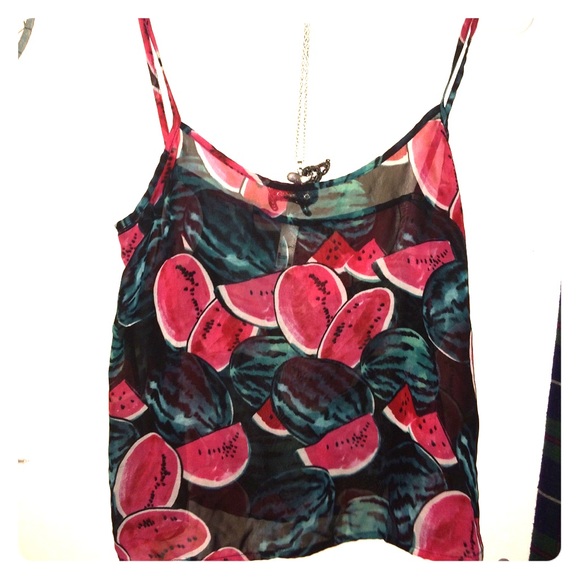 American Apparel Watermelon Chiffon Crop Tank