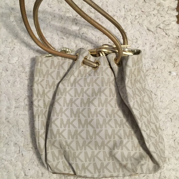 Michael Kors Gold and White Bag