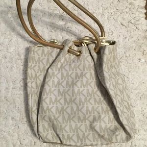 Michael Kors Gold and White Bag