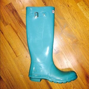 glossy hunter boots Teal