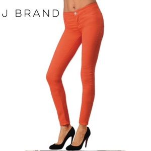 J Brand 811 skinny jeans in color, "bright orange"