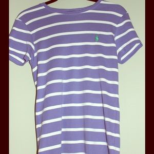 🎉NWT Ralph Lauren Sport Tee Purple/Cream Stripes
