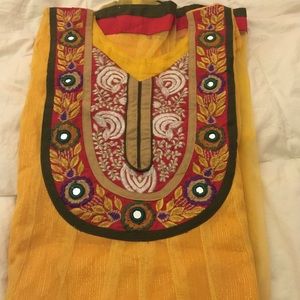 Yellow embroidered Indian dress