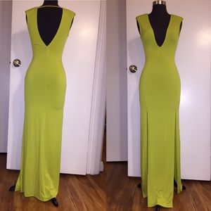 Light green dress with double split