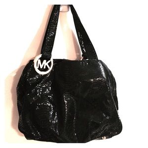 Michael Kors black Python tote bag