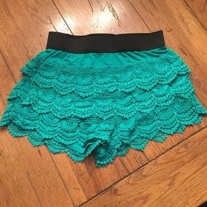 Black Banded lace shorts.