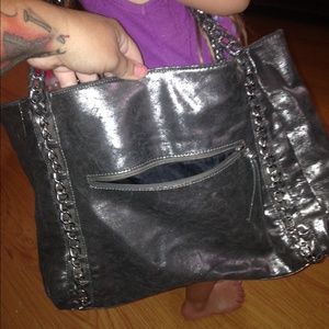 Jennifer lopez pewter silver chain handbag