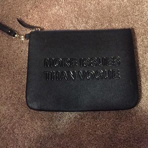 black clutch with blue zipper