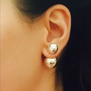 Hammered double ball Sterling silver earrings