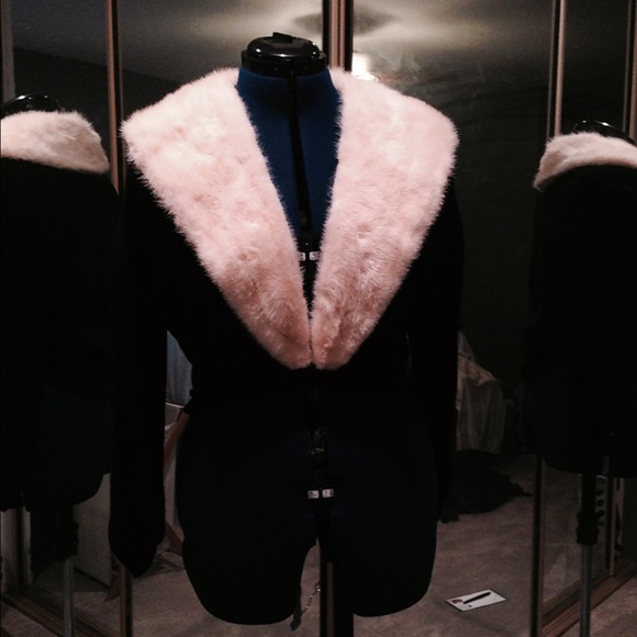 Maurice Bruder black cashmere and mink sweater