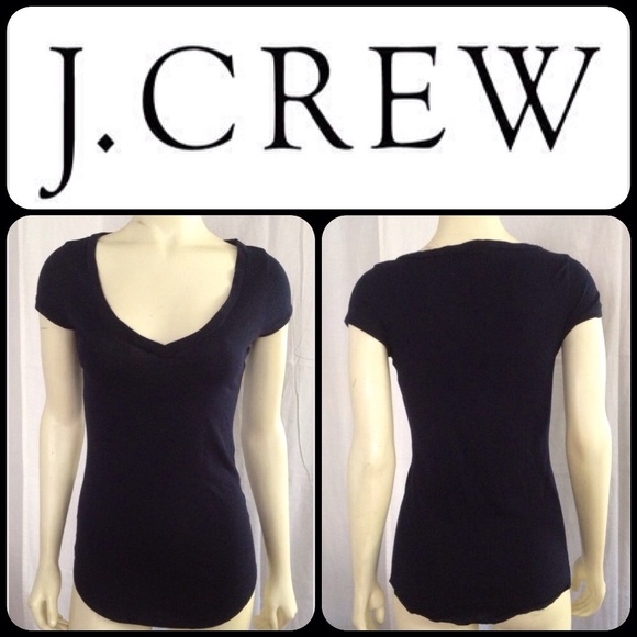 EUC J. Crew blue-black v-neck tee shirt XS