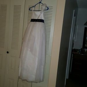 Spaghetti Strap Asymmetrical Tiered Organza Gown