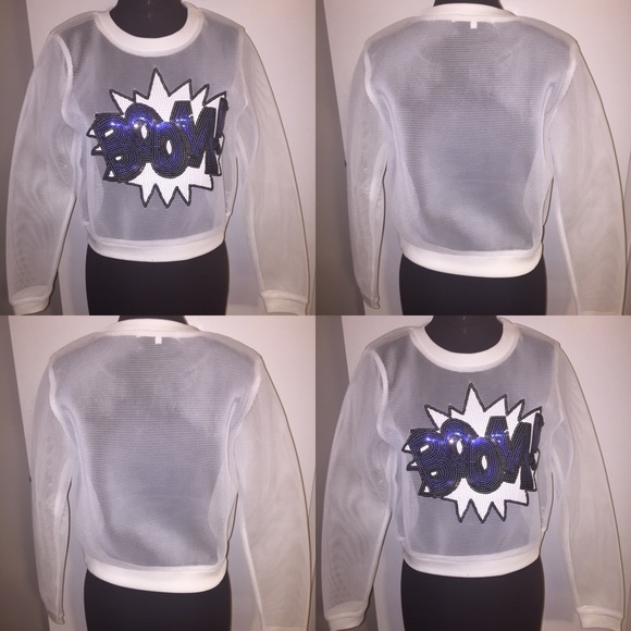 BOOM white mesh sweater