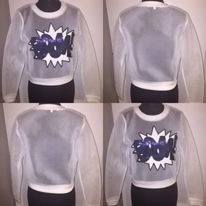 BOOM white mesh sweater