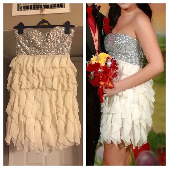 Sequined and cream cocktail dress