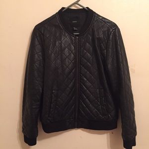 Leather bomber jacket