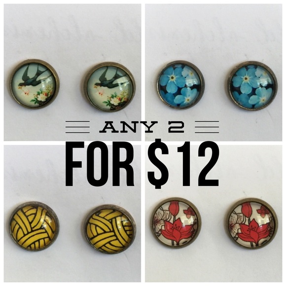 Stud Earrings. Pick 2 Pairs of your choice for $12