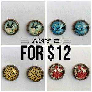 Stud Earrings. Pick 2 Pairs of your choice for $12