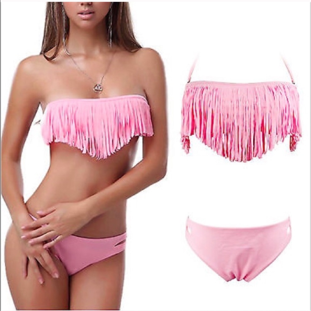 Pink Sexy Mesh Two Piece Push-up Bikini Small Swim