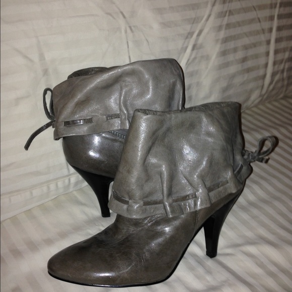 Taupe leather booties