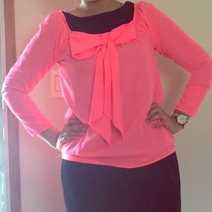 Penelope neon pink bow top