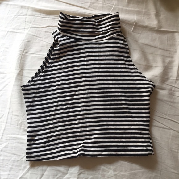 American apparel striped turtleneck crop top