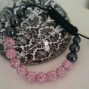 NWOT Black & Pink Shambala Bracelet