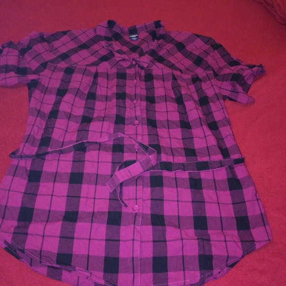 Super cute pink and black plaid shirt