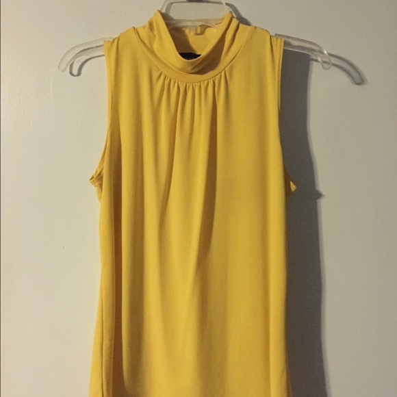 Sleeveless silk mock turtle neck