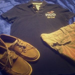 Hollister large men's polo navy shirt