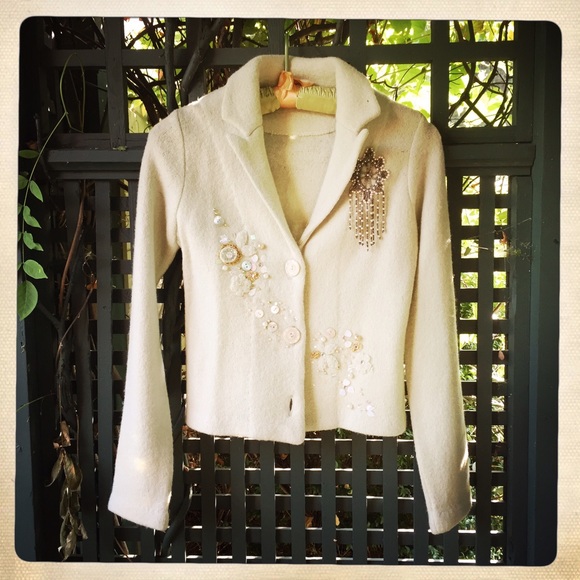 Detailed Mint Wool Anthropologie Blazer