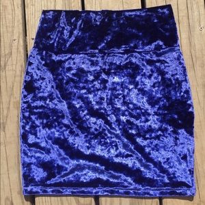 Blue Velvet Pencil Skirt