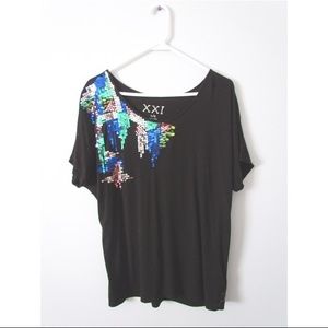 Black, sequence embellished forever 21 top.