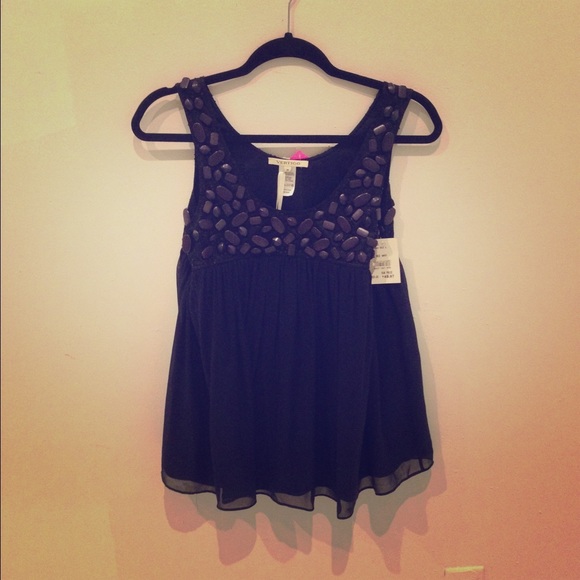 Vertigo Navy Blue Tank Top with Beaded Top