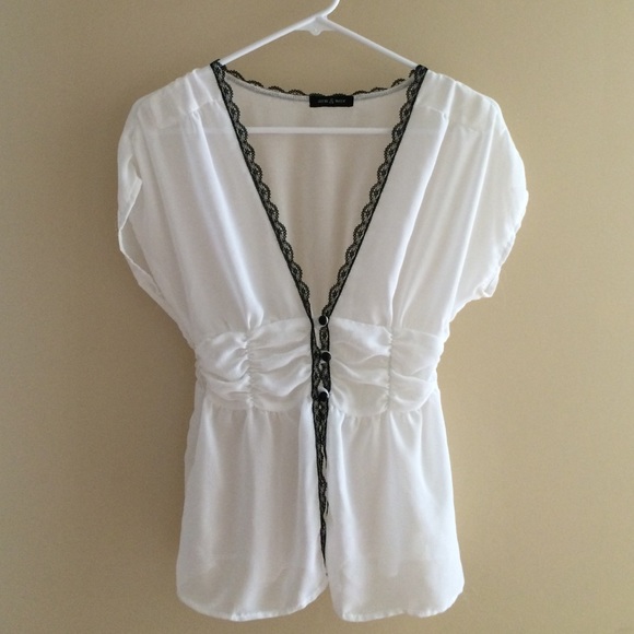 White and black sheer top