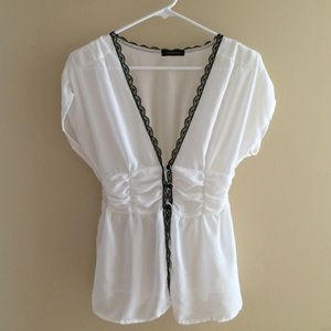 White and black sheer top