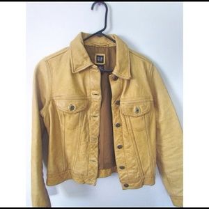 Gap yellow leather jacket