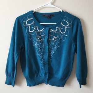 Turquoise sequined cardigan